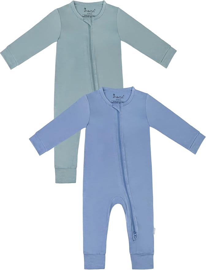 Jimonda Baby Romper Boys Girls Bamboo Pajamas 2-Way Zipper Footless Unisex Long Sleeve Sleepers Sleep and Play 0-24 Months