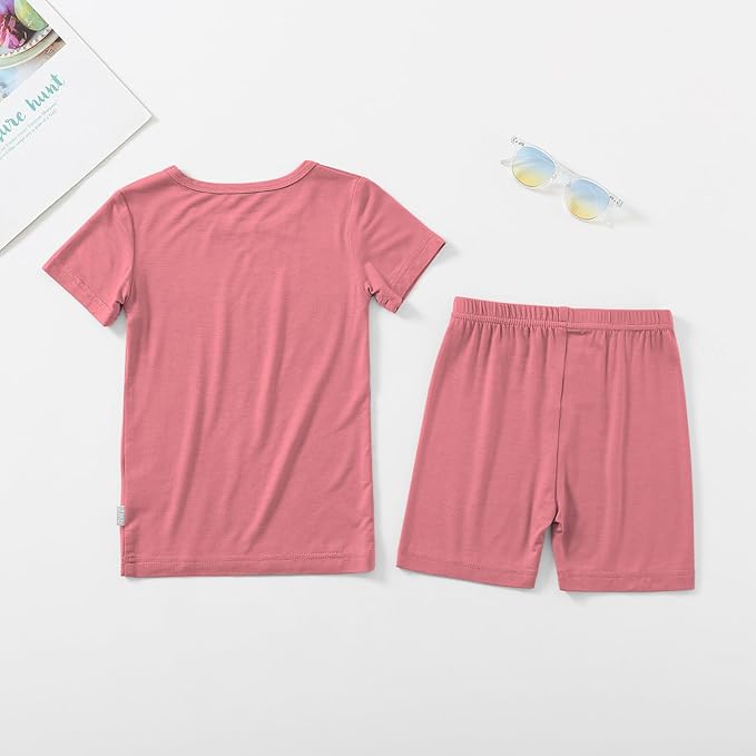 Jimonda Toddler Kids Girls Boys Pajamas Sets Soft Comfy Jammies Tencel Solid Raglan Sleepwear Pajamas Pjs 2pcs Set 18M-8Y