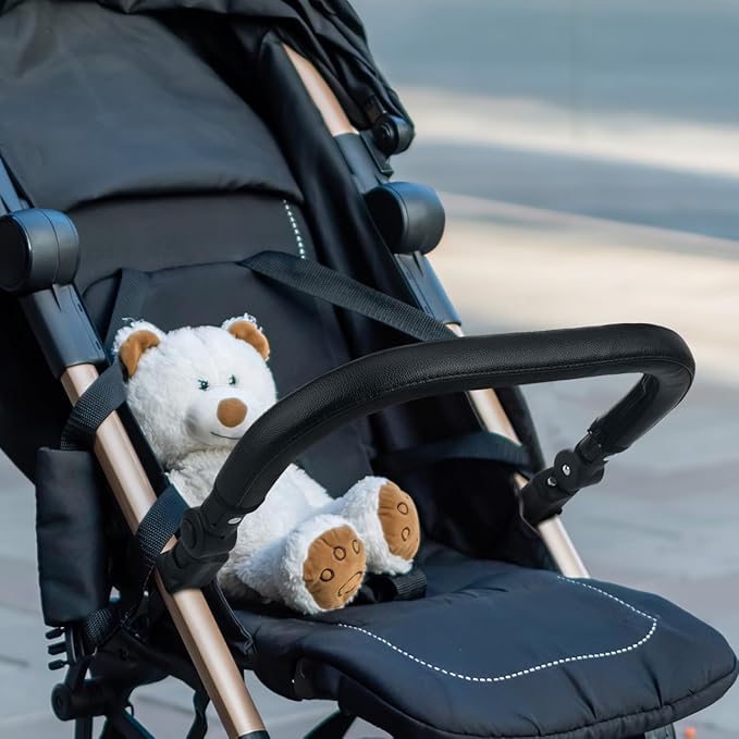 Baby Stroller Belly bar Stroller Armrest Handle Crossbar Accessories Compatible for BBZ YoYo and Yoyo Black PU Pushchair Leather pram