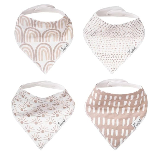 Copper Pearl 4 Pack Soft Cotton Baby Bibs for Drooling and Teething, Absorbent Drool Bibs for Baby Girl and Boy, Adjustable to Fit Newborns to Toddlers, Tons of Styles (Bliss)