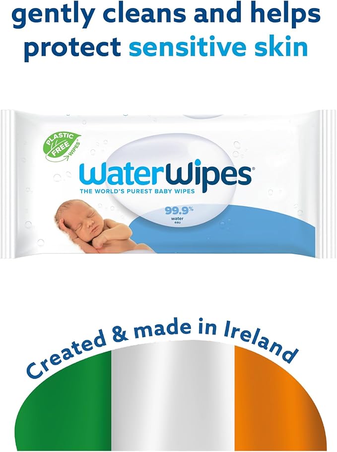 WaterWipes Sensitive+ Newborn & Baby Wipes, 3-In-1 Cleans, Cares, Protects, 99.9% Water, Unscented & Hypoallergenic, 1080 Count (18 Packs)