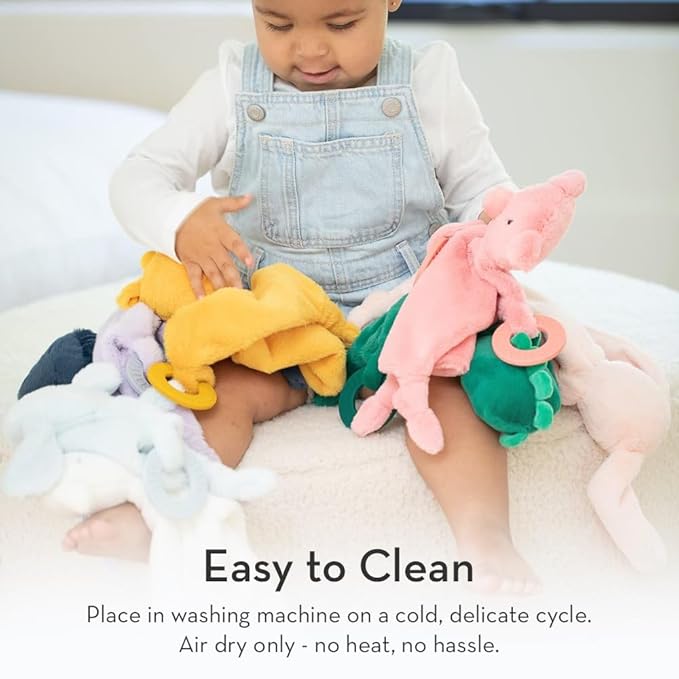 Baby Teether & Plush Lovey by Bella Tunno, Silicone Teether with Animal Snuggle Toy & Sensory Rattle, Teething Relief for Babies 0-6 Months, 6-12 Months, Elephant