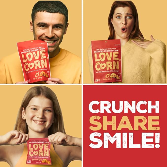 LOVE CORN | Habanero Chilli Delicious Crunchy Corn | 0.7oz, 20 bags | Low-Sugar, Gluten-Free, Plant Based, Non-GMO