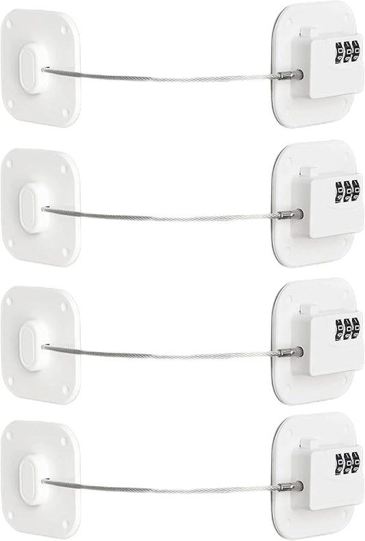 Cabinet Locks with Combination,Drawer Lock,Child Proof Refrigerator Lock,Child Safety Locks for Cabinets (White 4pcs)