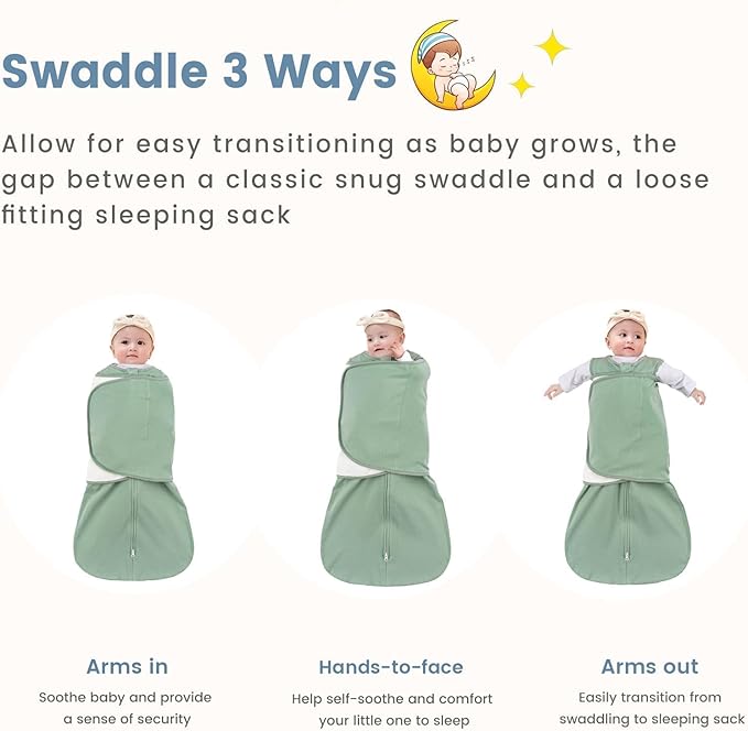 ZIGJOY Sleep Sack Swaddle 1.0 TOG Baby Wearable Blanket 100% Cotton Baby Swaddle Blanket for Newborns