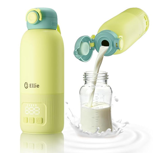 Ellie Portable Bottle Warmer for Travel, w/Reliable Warming, Extended Battery Life, Fast Heating of Breast Milk & Formula, 15 oz Large Capacity, Baby Bottle Warmer On The Go for Car & Airplane