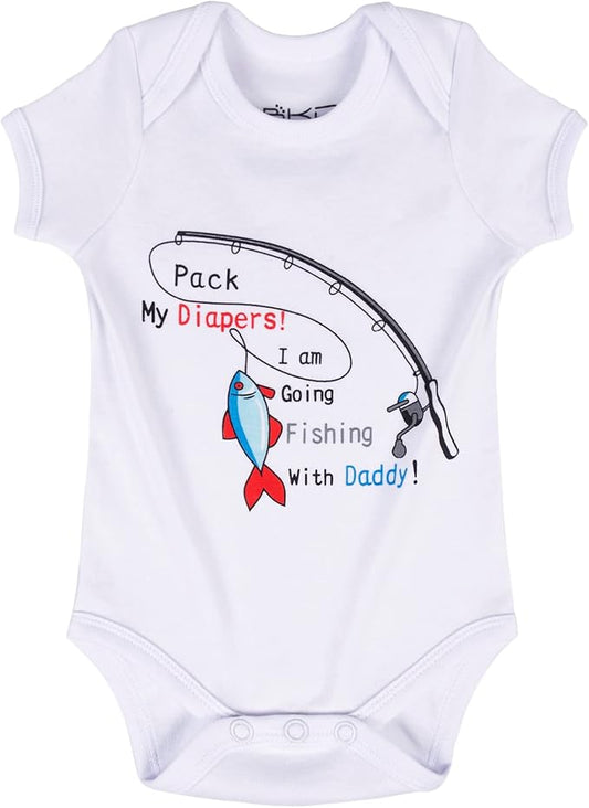 Cnins Funny Baby Bodysuit & Daddy Matching Cotton Outfit for Wild One 1st Birthday, Unisex Newborn Infant Clothes 0-24M