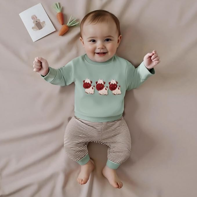 CIYCUIT Toddler Baby Boy Outfits Striped Sweatshirt Pants Clothes Set