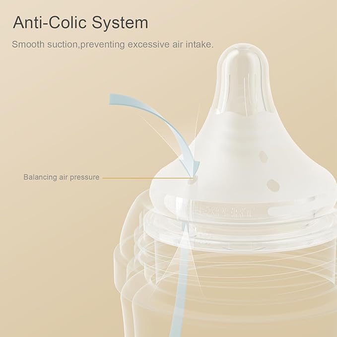 Natural Small Glass Baby Bottle 3 oz, Very Slow Flow Nipple, 1 pk - White