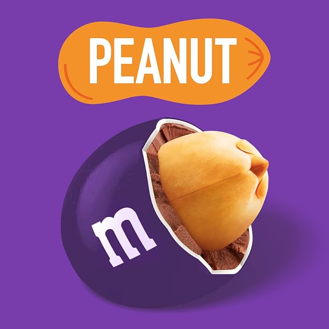 M&M’S Peanut Purple Chocolate Candy - 2lbs of Bulk Candy in Resealable Pack for Easter, Candy Buffet, Birthday Parties, Theme Meetings, Candy Bar, Sweet Stuff for DIY Party Favors or Edible Decoration