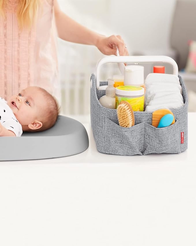 Skip Hop Diaper Caddy Organizer with Touch Sensor Night Light Nursery Style Heather Grey
