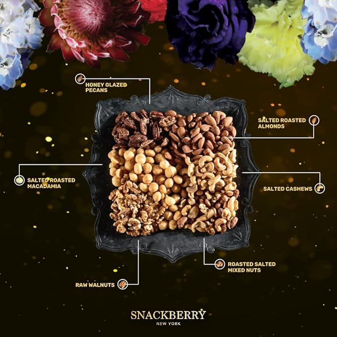 Nuts Gift Basket, Gourmet Snack Box,in Elegant Box, Gift Set For Christmas, New Years, Birthday Party, Care Package, Sympathy, Healthy Gift, Gift for Men and Women. Kosher, Snackberry (3-Pack)