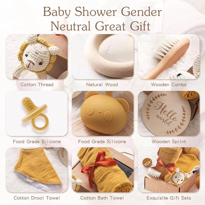 EERKEOD Baby Gift Set for Newborn New Baby Gift Set - Newborn Baby Essentials Baby Bath Set with Baby Blanket Baby Rattle - New Born Baby Girls Gift & Baby Boy Gifts for Baby Shower