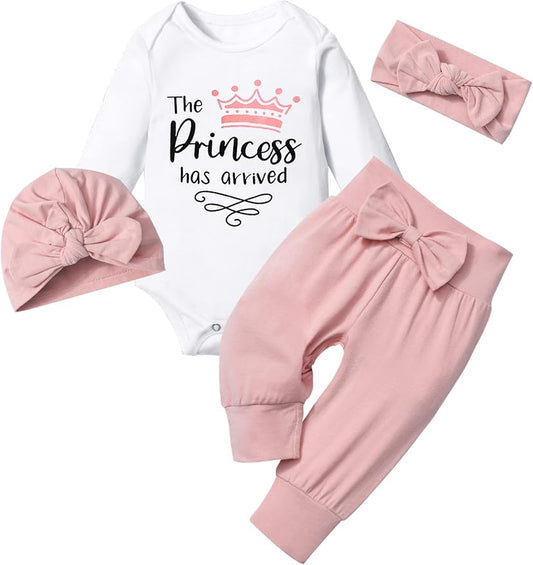Infant Newborn Baby Girl Clothes Baby Girl Outfits For All Seasons Long Sleeve Snap Romper Pant Sets With Headband