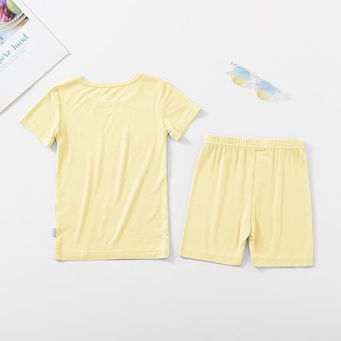 Jimonda Toddler Kids Girls Boys Pajamas Sets Soft Comfy Jammies Tencel Solid Raglan Sleepwear Pajamas Pjs 2pcs Set 18M-8Y