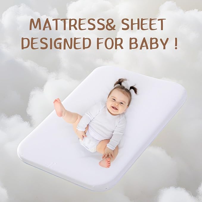 3 in 1 Baby Bassinet, Rocking Bassinets with Comfy Mattress and Wheels, Adjustable Height Bassinet Bedside Sleeper, Easy Folding Portable Crib for Newborn (Khaki)