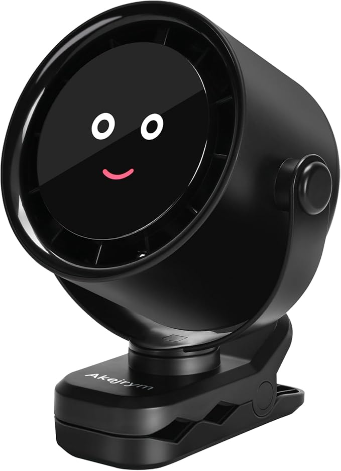 Clip on Fan for Bed, Portable Fan for Travel, 360° Rotate Battery Operated Personal Fan, Air Turbo Tech & Digital display, stroller fan with 5 Speeds, For Home Office Stroller Camping - Black