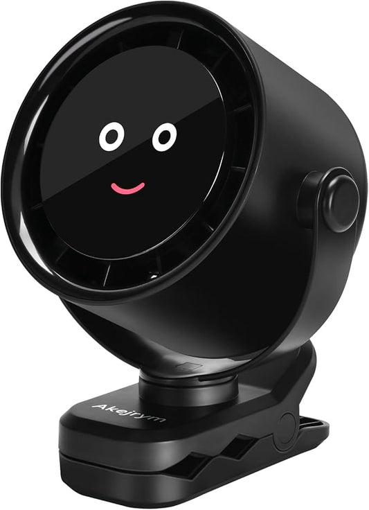 Clip on Fan for Bed, Portable Fan for Travel, 360° Rotate Battery Operated Personal Fan, Air Turbo Tech & Digital display, stroller fan with 5 Speeds, For Home Office Stroller Camping - Black