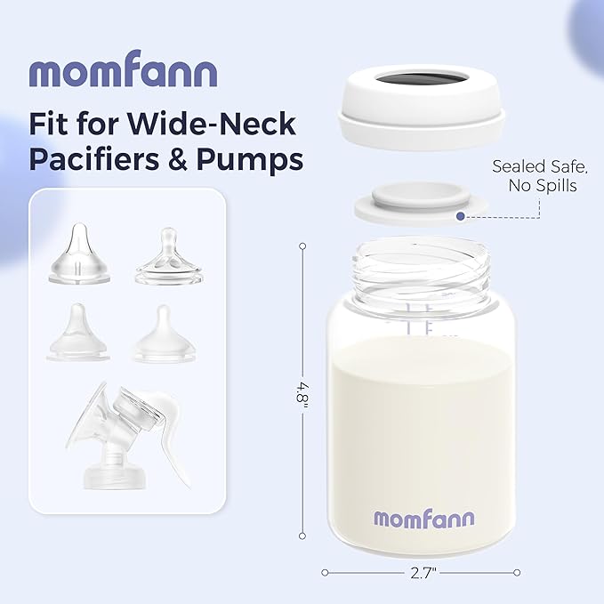 Breastmilk Storage Bottle 4 Pack, 10oz Milk Storage Bottle – Wide-Neck Fit for Most Nipples, Leak-Proof, BPA-Free, for Fridge & Travel