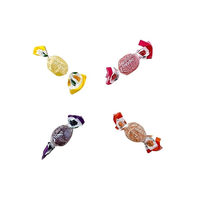 Premium Italian Fruit Jelly Candies - 2.25lb 4 Flavor Assortment- Vegan, Gluten Free, Natural Flavors, Individually Wrapped Soft And Chewy Candy (36 Oz) Made In Italy