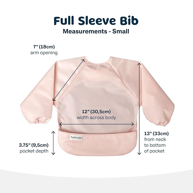 Tiny Twinkle Mess Proof Baby Bibs, 2pk Waterproof Smock Baby Bibs for Eating, Machine Washable Long Sleeve Bibs, Baby Led Weaning, Toddler Bibs, BLW Supplies (Rose Burgundy, Large 2-4 Years)