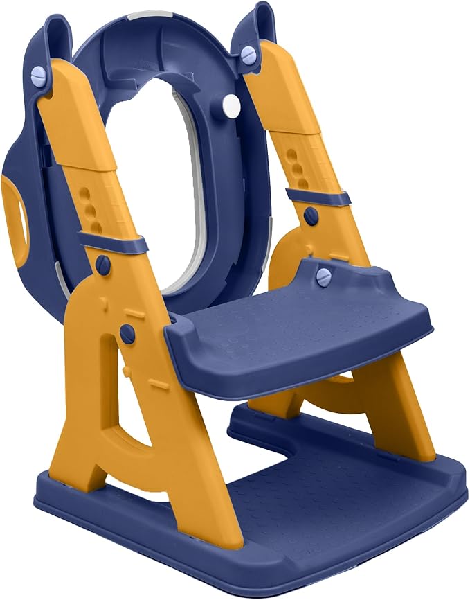 2-in-1 Cushioned Potty Seat with Ladder – Foldable Toddler Toilet Seat & Toddler Step – Step Up Potty Chair With Splash Guard for Boys & Girls – Toilet Training for Kids Aged 2-8