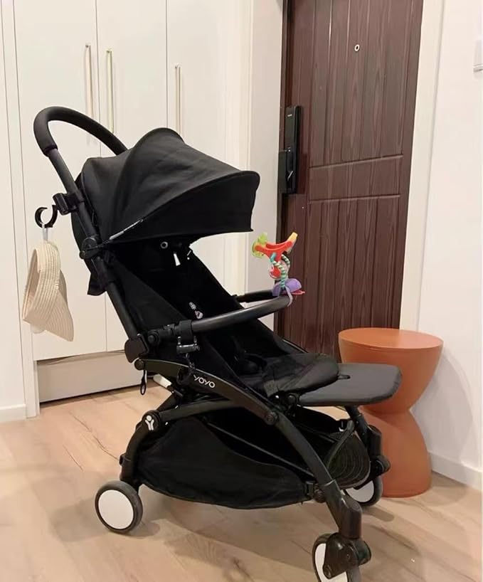 Adjustable Angle Baby Stroller Bumper Bar, Armrest, Handle, Crossbar Accessories Just for BBZ YOYO Black Smooth Leather Cover