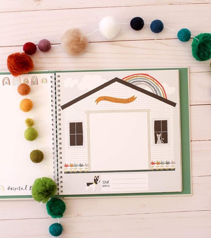 Lucy Darling Baby Memory Book – Little Rainbow | First 5 Years Journal & Photo Album | Gender-Neutral Milestone Keepsake for Baby Boy or Girl | New Mom Gift