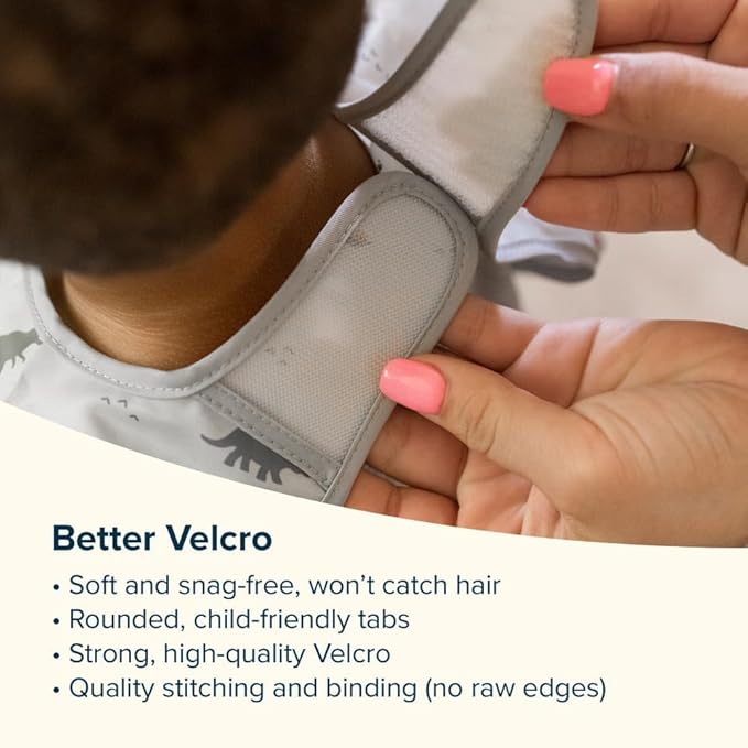 Tiny Twinkle Mess Proof Baby Bibs, 2pk Waterproof Smock Baby Bibs for Eating, Machine Washable Long Sleeve Bibs, Baby Led Weaning, Toddler Bibs, BLW Supplies (Toile,Bows, Small 6-24 Months)