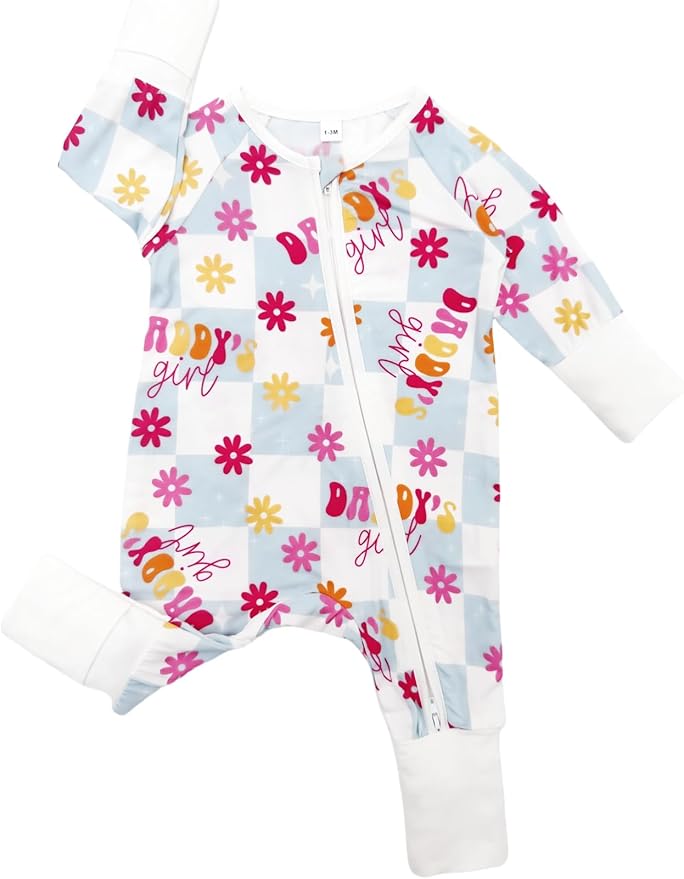Bow Dream Bamboo Rayon Baby Boy Romper Footed Long Sleeve Footies Newborn Girl Clothes Footless with Zipper and Mitten Cuffs