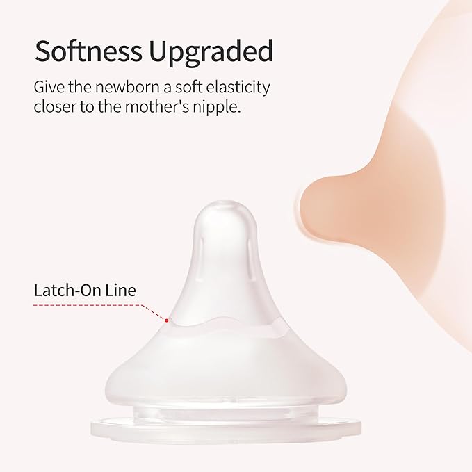 Pigeon Silicone Nipple (S) with Latch-On Line, Natural Feel, 1+ Months, 4 Counts