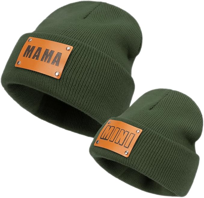 Parent-Child Beanie Hat,Mother & Baby Daughter/Son Winter Warm Knit Hat,Kids Soft Beanie Cap