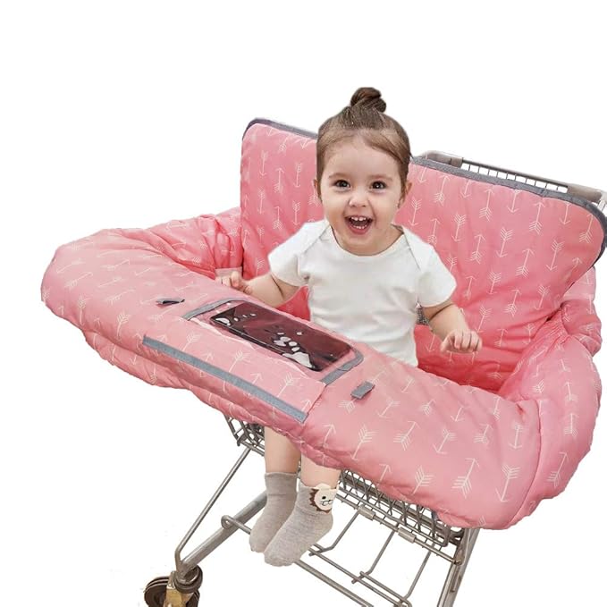 Shopping Cart Covers for Baby Girl, Cotton High Chair Cover, Machine Washable for Infant, Toddler (Pink)