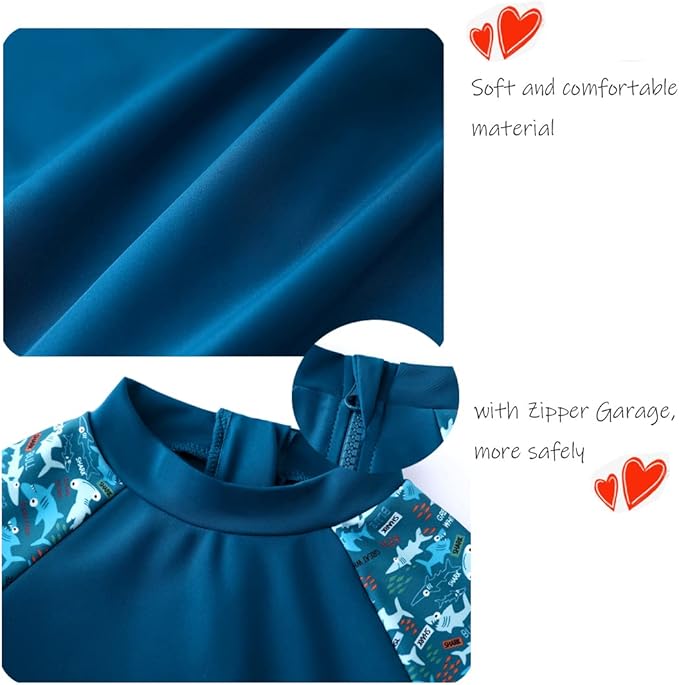 UMELOK Baby Boys UPF 50+ Sun Protection One Piece Rashguard Swimsuit with Snap Bottom