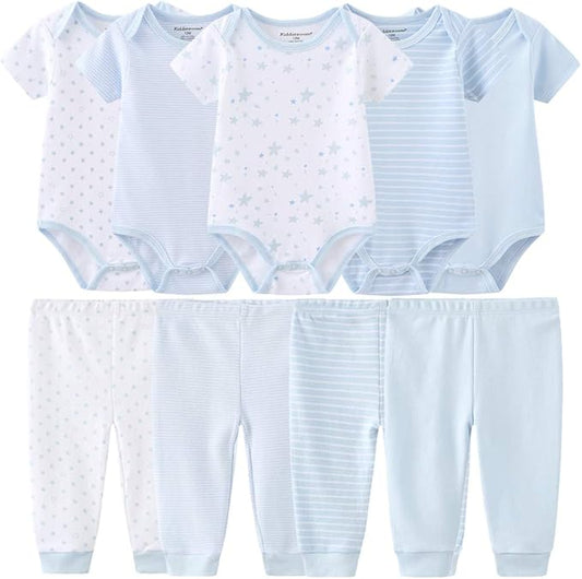 Baby Layette Set Baby Boys' 9-Piece Bodysuits Pants Set Toddler Girl Boy Unisex Baby Gift Sets