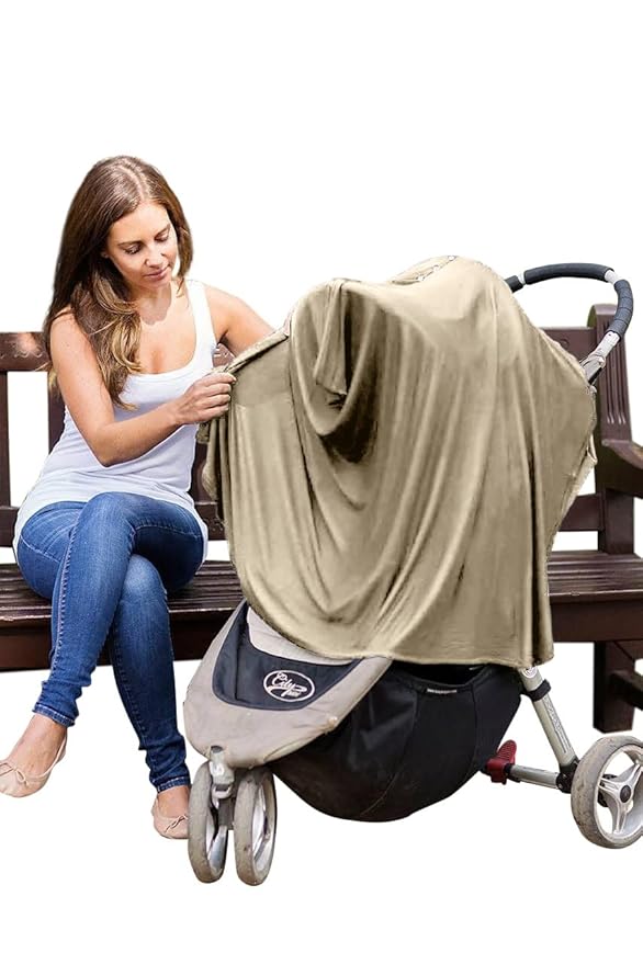 Byrd & Blume Maternity Nursing Cover Breathable Lightweight Breastfeeding Cover Wrap Shawl Scarf Poncho Full 360 (Latte, One size)