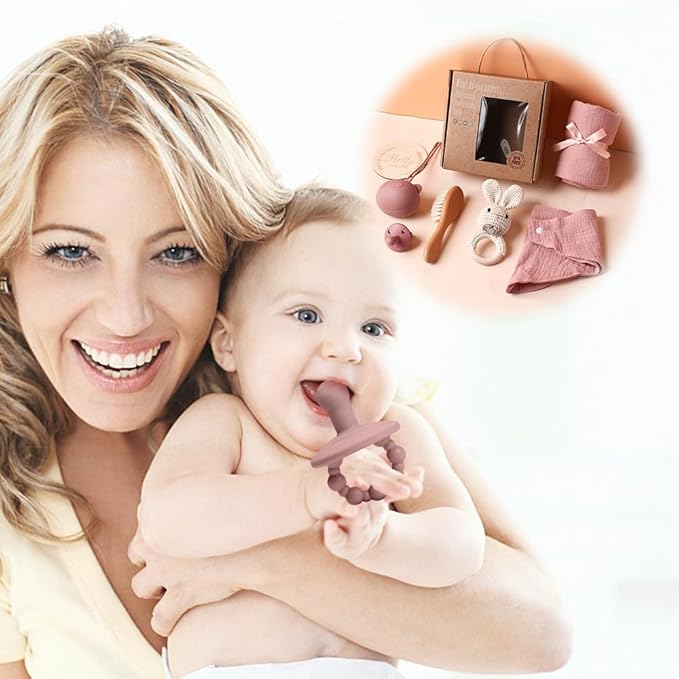 EERKEOD Baby Gift Set for Newborn New Baby Gift Set - Newborn Baby Essentials Baby Bath Set with Baby Blanket Baby Rattle - New Born Baby Girls Gift & Baby Boy Gifts for Baby Shower