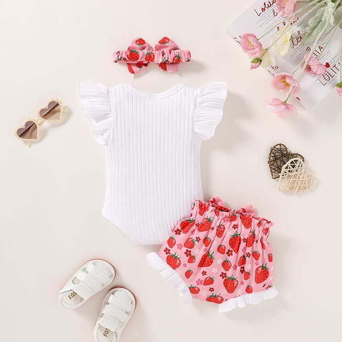 Tiny Cutey Newborn Infant Baby Girl Clothes Romper Floral Shorts Set Summer Outfits Baby Girls' Clothing