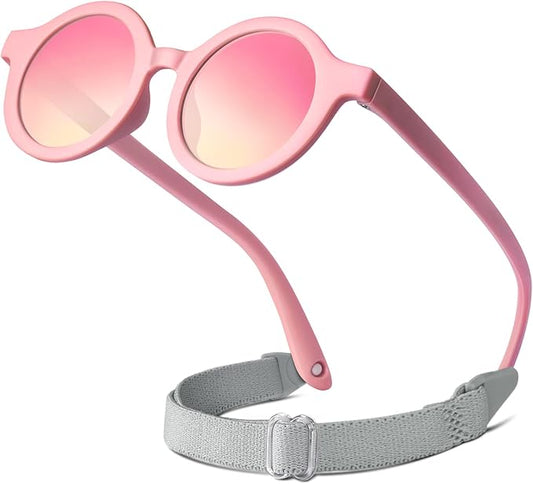 RIVBOS Baby Wrap Polarized UV400 Sunglasses - Soft Frame with Secure Strap for Infant and Newborn (0-24 Months) RBK069