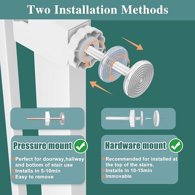Fairy Baby 48.8"-51.5" Child Baby Gates for Doorway Stairs Hallway Stairway Gate for Kid or Pet Dogs Walk Through Pressure Mounted