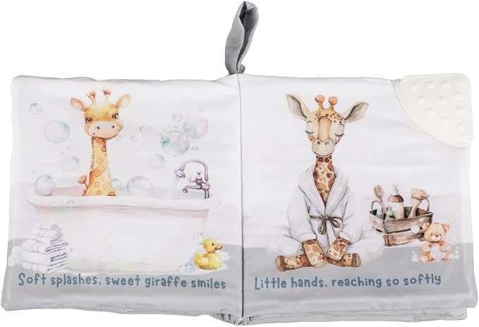 Ali+Oli Baby Cloth Book – Soft Sensory Crinkle Book with Teether for Infants 0-12 Months – Early Learning Touch & Feel Tummy Time Toy – Newborn Shower Gift for Boys & Girls - Bubble Bath