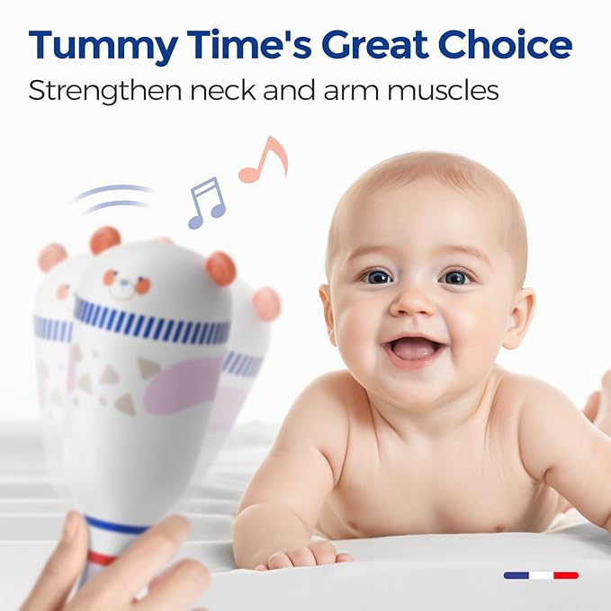 Evoceler Baby Toys, 2 Pac Bear Rattles & Shaker Toys with Teether, Sensory Toys for 0+M Babies, Soft Silicone BPA Free, Perfect Size for Grasp and Shake, Ideal Baby Boy Girl Toy Gift