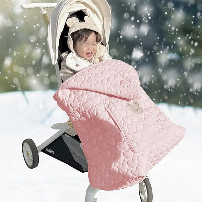 Winter Baby Carrier Cover Stroller Cover -Warm Thicker Hooded Stretchy Cloak Hooded Reversible, Cloak Kangaroo Hoodie for Mom Baby, Suit for All Seasons-Light Pink