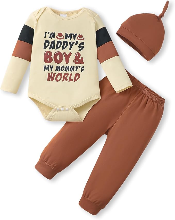 NZRVAWS Newborn Baby Boy Clothes Outfits Letter Prined Romper Pants Set Infant Baby Boy Clothing 0 3 6 9 12 18 Months