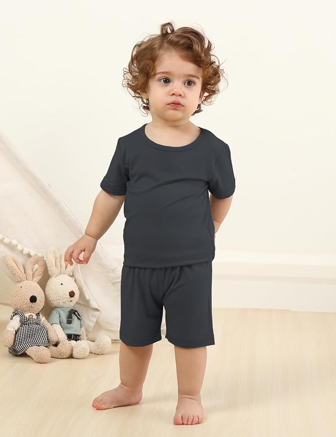 Jimonda Toddler Kids Girls Boys Pajamas Sets Soft Comfy Jammies Tencel Solid Raglan Sleepwear Pajamas Pjs 2pcs Set 18M-8Y