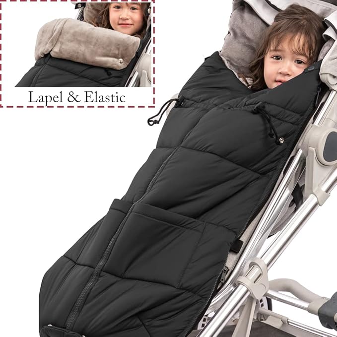 Stroller Footmuff - Universal Winter Thicken Bunting Sleeping Bag, Water Repellent Cover, Shearing Blanket, Fits All Pushchair/Pram/Car Seats with Warm Hand Gloves/Warmmuffs
