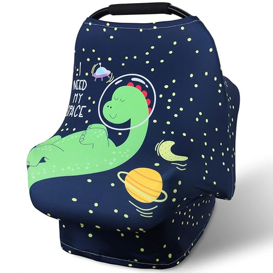 Metplus Car Seat Canopy Nursing Cover for Babies, Baby Carseat Cover Carrier Cover Breastfeeding Cover for Boys Girls, Soft Stretchy Breathable and Easy to Use, Infant Shower Gifts Newborn Essentials