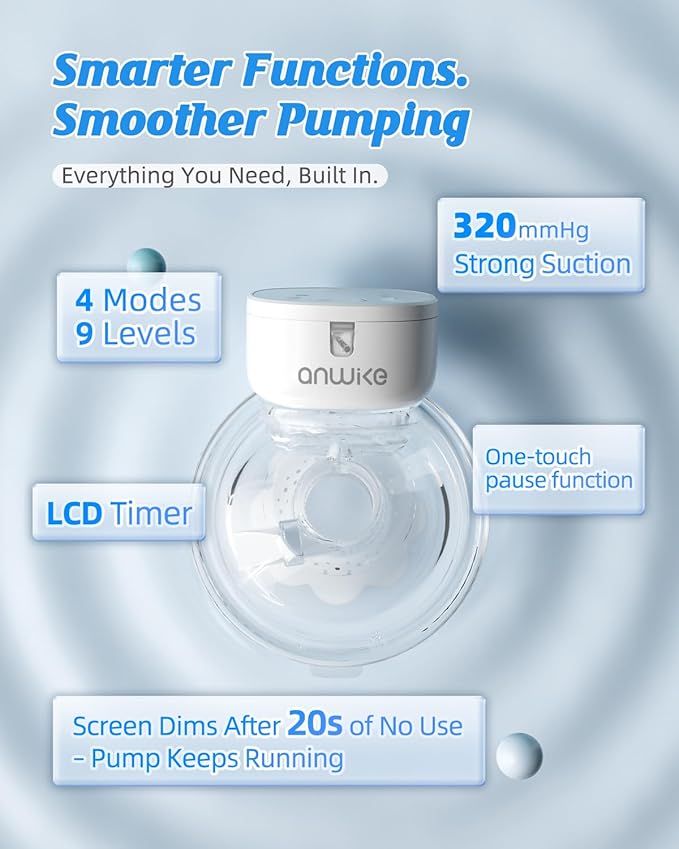 Hands Free Breast Pump Ultra-Light 230g, Wearable Breastfeeding Pump Portable for Travel and Work, Low Noise, Ergonomic 135° Flange, 9 Levels 4 Modes with 19/21mm Flange Inserts (White 2 Pack)