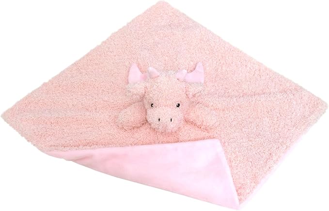 Baby Pink Dragon Soft Stuffed Animal Security Blanket, Plush Dinosaur Character Lovey Blanket, Baby Shower/Nursery Gift, Newborn Infant Toddler Snuggle Blankie for Boys Girls, 14 Inches