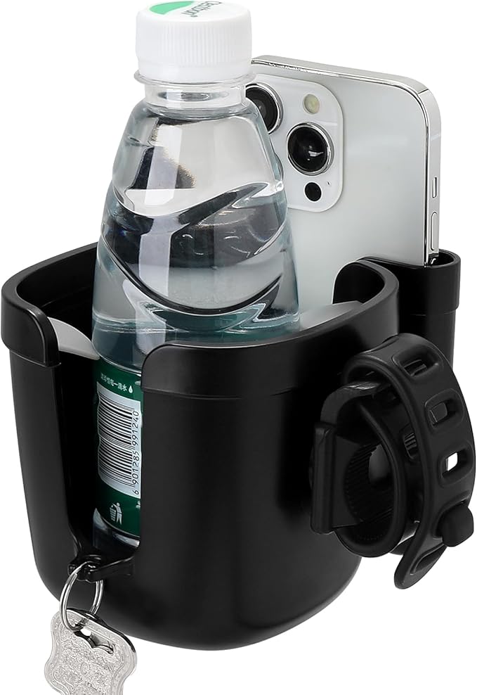 Accmor Stroller Cup Holder with Phone Holder, Universal Cup Holder, Bike Cup Holder, 360° Rotatable Large Caliber Drinks Holder for Stroller, Bike, Wheelchair, Walker